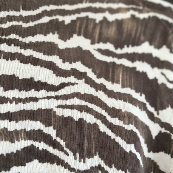 Lands' End Cardigan Sweater Size XL Brown and Cream Animal Print Supima Cotton - Picture 4 of 7